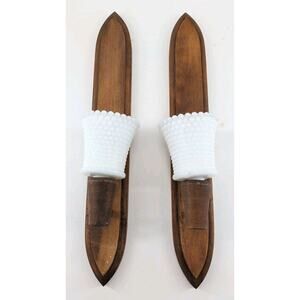 2 HODA MCM Wooden Candle Wall Sconces Danish Taper/Votive Holder 15”H Dallas,Tex